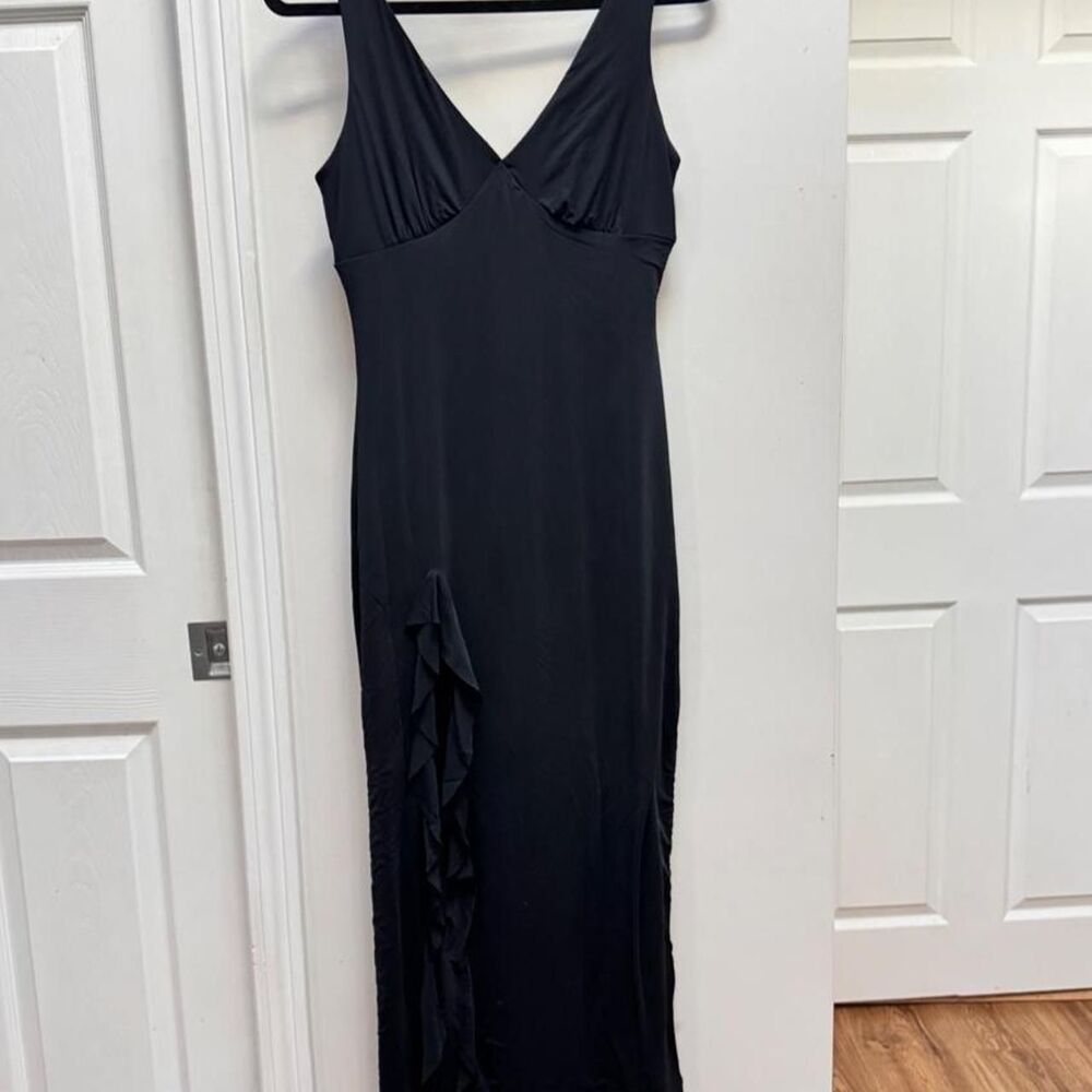 Black Ruffle Formal Maxi Dress